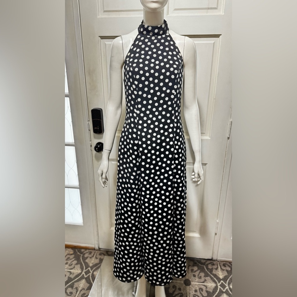 Joseph Ribkoff Black and White Polka Dot Midi Dress Made in Canada size 6